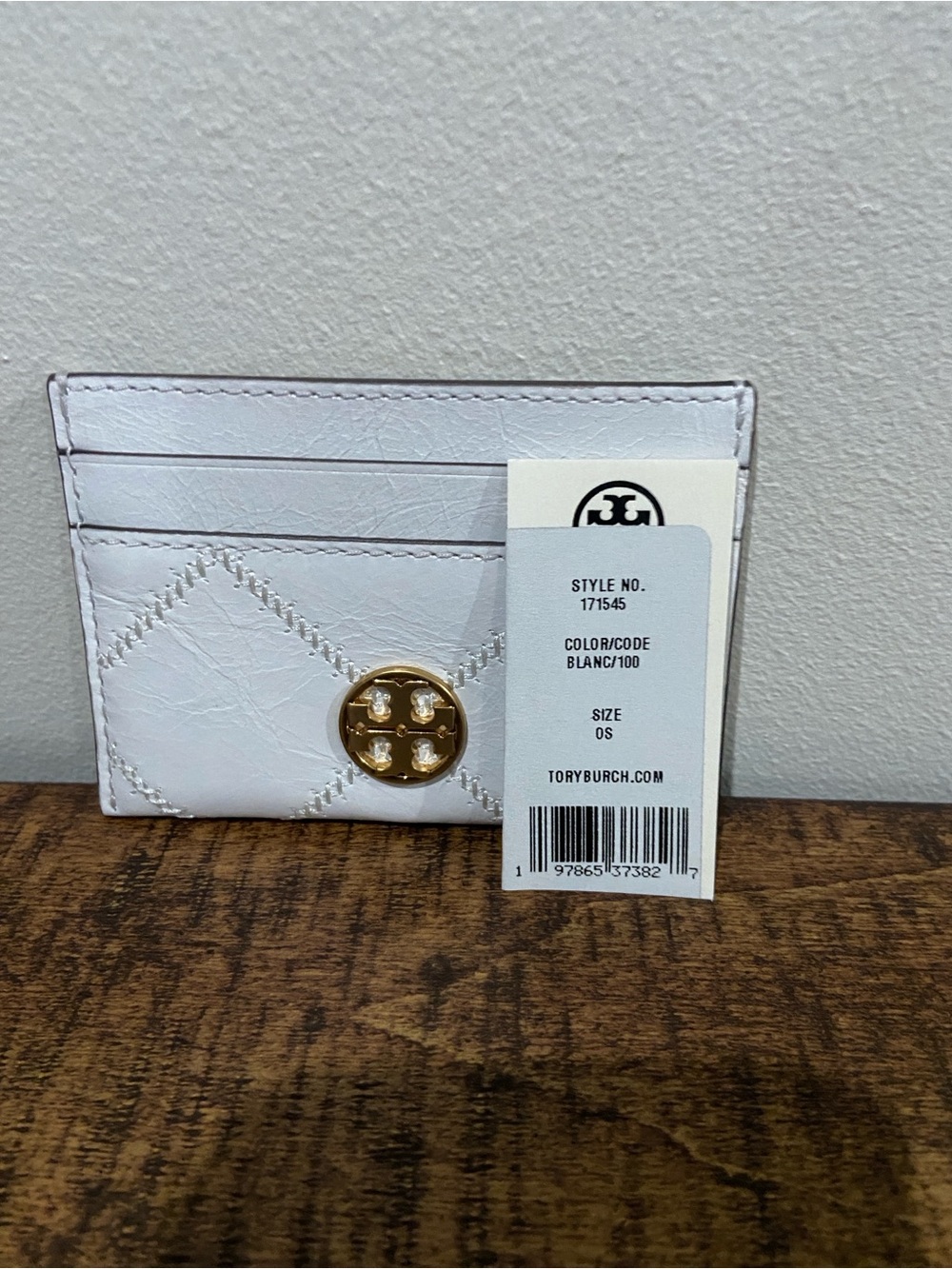 Tory Burch Willa Slim Card Case Crinkle leather in Blanc (White)